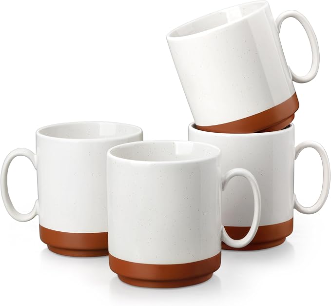MALACASA 16oz Ceramic Coffee Mugs Set of 4, Stackable Coffee Cups by MALACASA