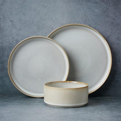 Famiware Star Stoneware Dinnerware Set, Reactive Glaze Plates & Bowls by Famiware