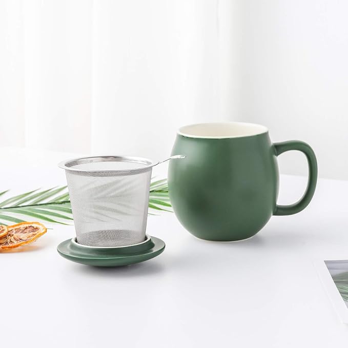 Yundu 12 OZ Matte Green Ceramics Teacup - Image 6