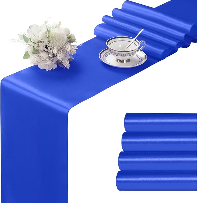 Manyshofu Royal Blue Satin Table Runner 12x108 by Manyshofu