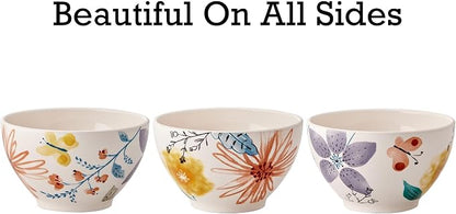 Bico Blossom Symphony Cereal Bowls Set of 4, 29 oz Deep Ceramic Soup Bowls - Image 3
