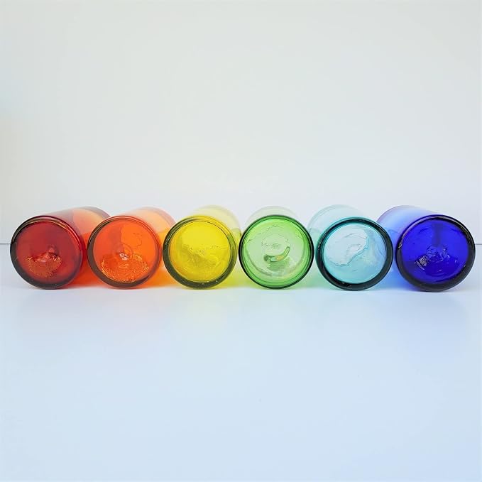 Rainbow Colored 14 oz Drinking Glasses, Recycled Glass, Toxin-Free - Image 2