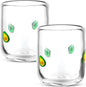 SiliFine 2 Pcs Avocado Icon Juice Glasses - 14oz Avocado Stemless Wine Drinking by SiliFine