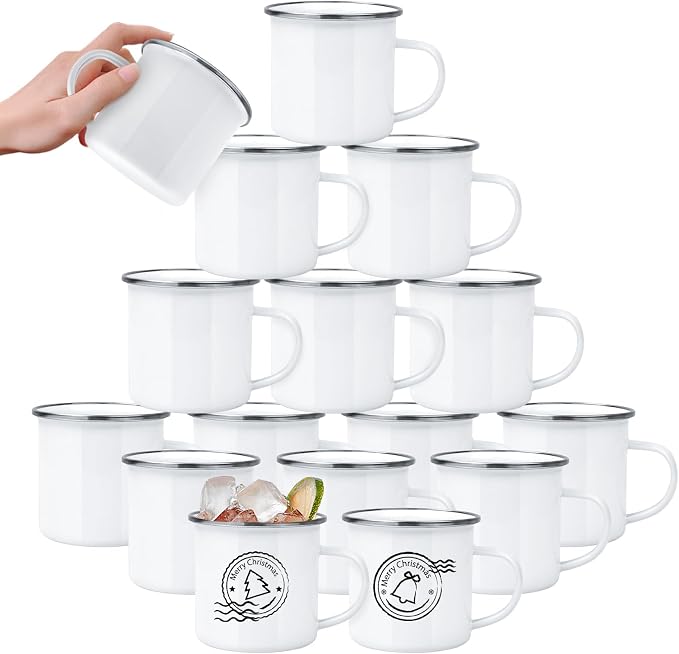 YOUKE OLA 16 Pack Sublimation Blanks Enamel Mug Camping Outdoor Coffee Travel by YOUKEOLA