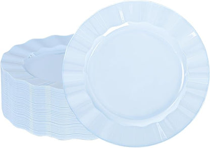 72 Pack Blue Plastic Plates, Thanksgiving by NZVCNTableware