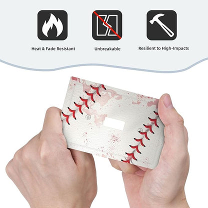 Decorative Light Switch Cover Baseball Sports Ball Game 1 Gang Wall Plate Cover Single Toggle Outlet Covers Switchplate Electrical Faceplate for Bathroom Bedroom Decor（2 Pack）