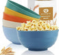 Wheat Straw Bowls 60 OZ, Unbreakable Large Salad Bowls Set of 6, Microwave and Dishwasher Safe Big Popcorn Bowls, Plastic Serving Bowls for Eating, Soup, Cereal and Salad (Multi Colors)