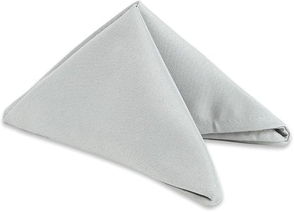 Polyester Cloth Napkins - Washable Soft Table Linens - Durable & Elegant for Dining, Restaurants, Weddings, Events, Rentals, Banquets, & Parties - Premium Quality Set of 250, Silver, 17"x17"