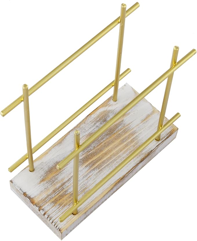 MyGift Shabby Whitewashed Wood Base Napkin Holders, Brass-Tone Metal Dispenser - Image 6