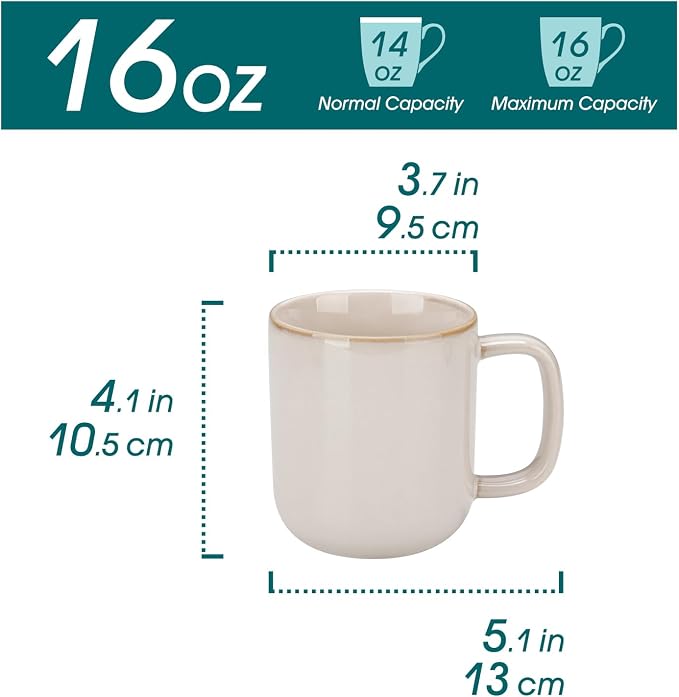 vancasso 16 oz Coffee Mugs Set of 6, Large Ceramic Mug - Image 2