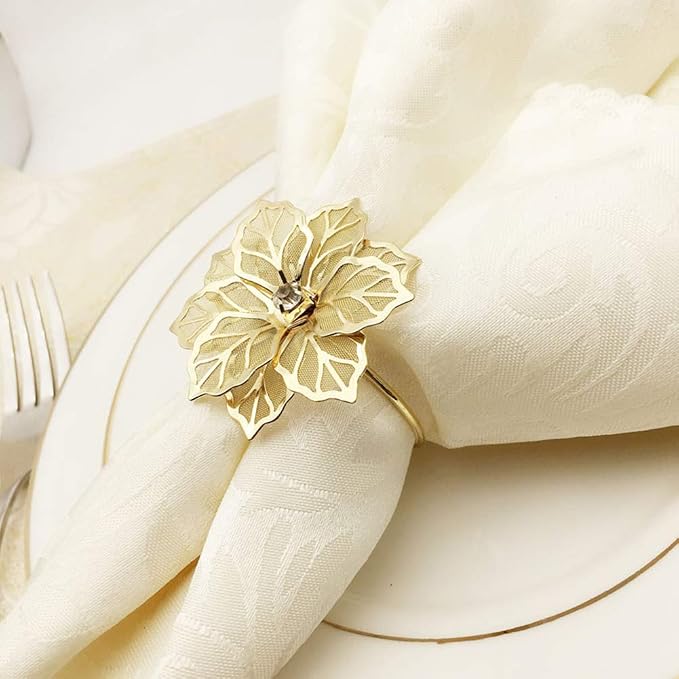NAGU Flower Napkin Rings Set of 6, Hollow Out Floral Napkin Holder Adornment - Image 5