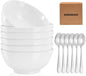 VENVENWEAVS 30 OZ White Thickened Ceramic Bowls Set of 6 Complimentary 6 Spoons by PREMIUMGLASSWARE