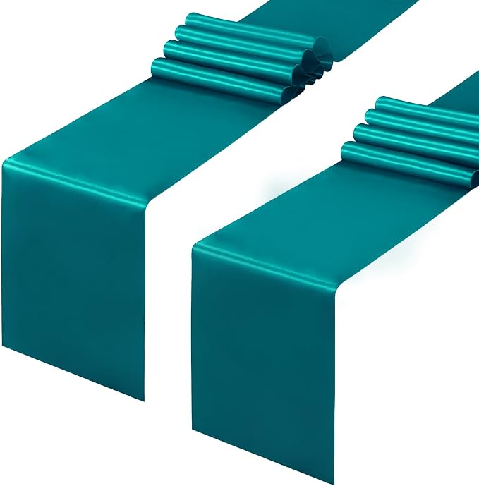 Horbaunal 2 Pack Teal Satin Table Runner 12 x 108 Inch | Smooth Table Runners by Horbaunal