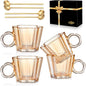 11oz Amber Floral Glass Coffee Mugs Set of 4 by ANBFF