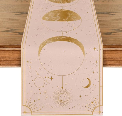 Artoid Mode Pink Astrology Moon Magic Art Table Runner, Seasonal Mystical by ArtoidMode