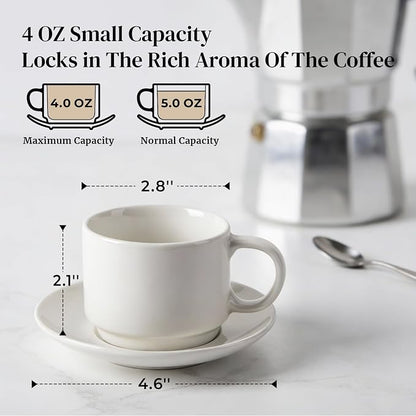 DOWAN 4 OZ Stackable Espresso Cups, Porcelain Coffee Cups - Image 2