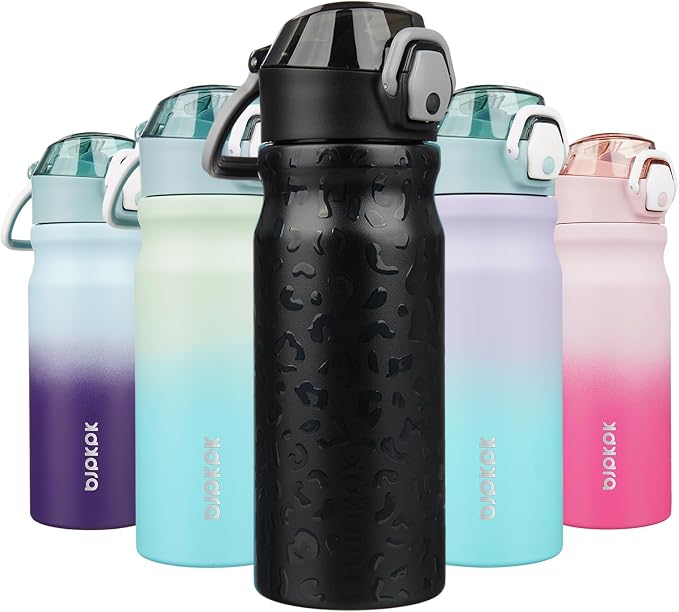 BJPKPK 18 oz Water Bottle with Straw & Handle, Insulated Stainless Flask | Leak by BJPKPK