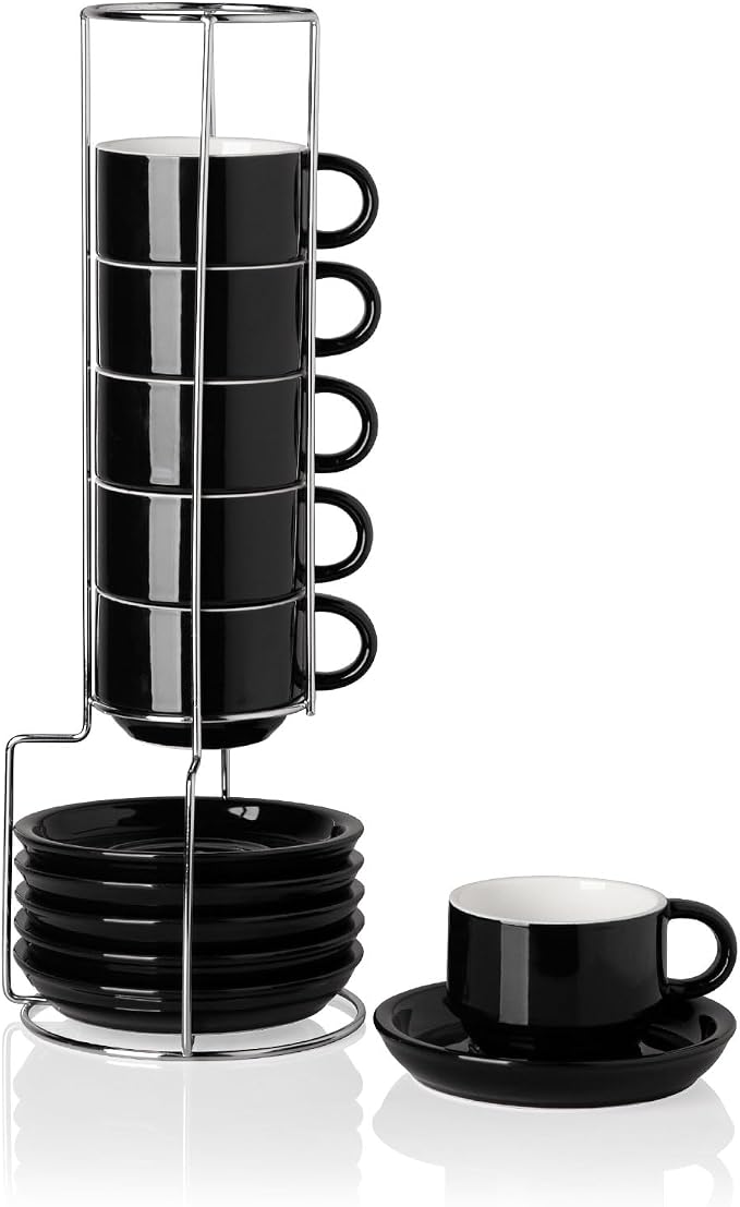 Sweejar Ceramic Espresso Cups Set of 6, Espresso Cup Stackable, 4 Oz Stackable by Sweejarco1949