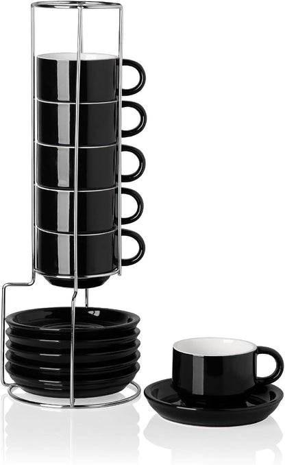 Sweejar Ceramic Espresso Cups Set of 6, Espresso Cup Stackable, 4 Oz Stackable by Sweejarco1949