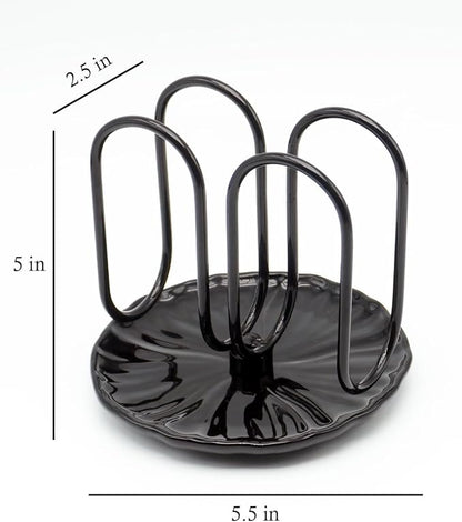 VROOMIUM Napkin Holder for Table, Ceramic Base Effortless Cleaning, 1 lb Weight, Chic Black Napkin Holders for Paper Napkins, Servilleteros para Mesas