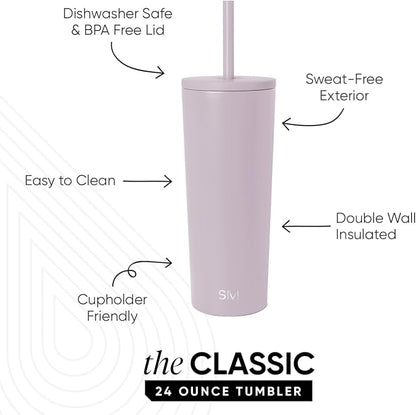 Simple Modern Iced Coffee Tumbler, Insulated | 24oz | Lavender | Reusable - Image 2
