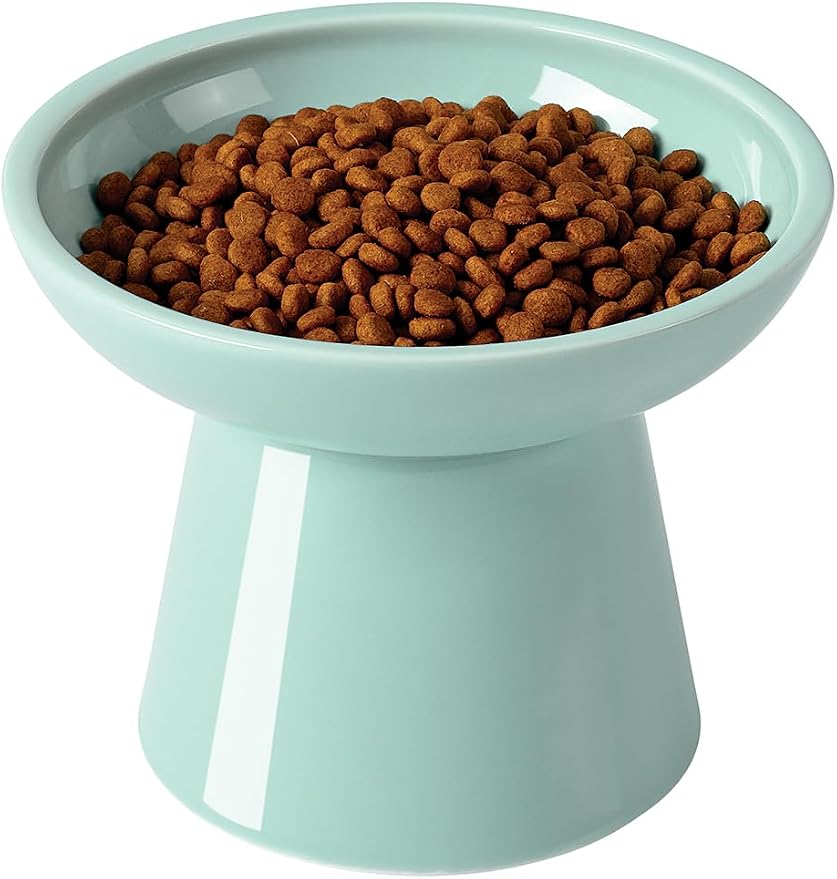 LoeJan Elevated Cat Food and Water Bowls Set, Extra Wide and Raised Ceramic by LoeJan