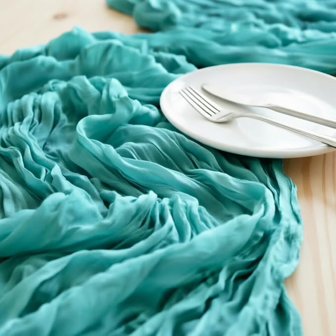 Teal Cheesecloth Table Runner 120 Inches 10 Pack Gauze Table Runner | Summer - Image 4