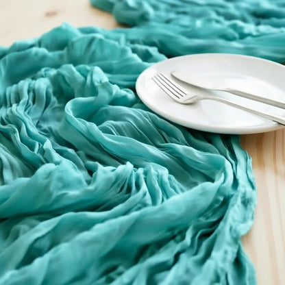 Teal Cheesecloth Table Runner 120 Inches 10 Ft Gauze Table Runner | Summer Boho - Image 4