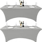 115 2-Pack 8ft Spandex Table Covers for Rectangle Folding Tables - Washable Elastic Tablecloth - Ultimate Fitted Table Protector for Parties, Banquet, and Wedding
