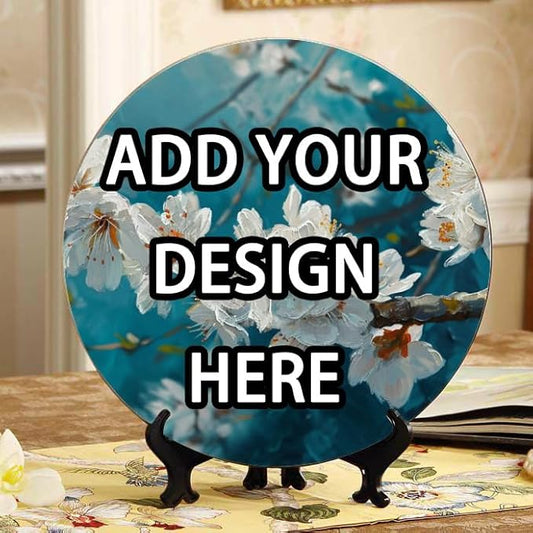 Customizable Ceramic Decorative Plate Personalized Photo Text Logo Printed for Wall Hanging or Table Decor Perfect Memorial Gifts for Anniversary or Birthday CP-0941180492133364