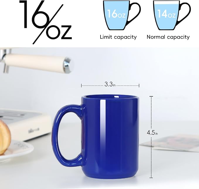 16 OZ Coffee Mug, Classic Blank Ceramic Cup - Image 2