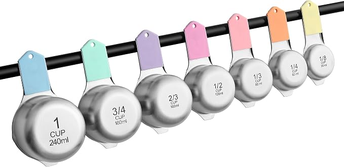 Spring Chef Magnetic Stainless Steel Measuring Cups Set of 7, Pastel | Patented - Image 9