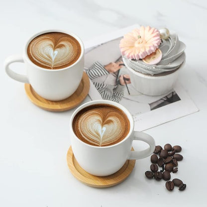 HASENSE 3 Ounce Espresso Cups and Saucers Set of 6, Demitasse Cups - Image 4