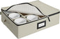 BALEINE China Storage Containers, Sturdy Quilted Wine Glass Storage, Plate Organizer with Carry Handles, Moving Boxes for Dishes, Cups, Mugs and Stemware (Mug, Hard Shell Cream)