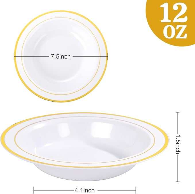 bUCLA 60 Pack Plastic Bowls - 12 oz Plastic Soup Bowls Disposable - Image 2