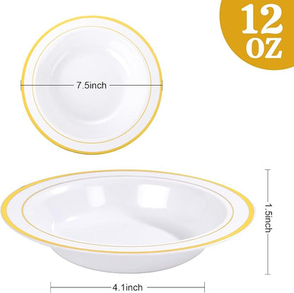 bUCLA 60 Pack Plastic Bowls - 12 oz Plastic Soup Bowls Disposable - Image 2