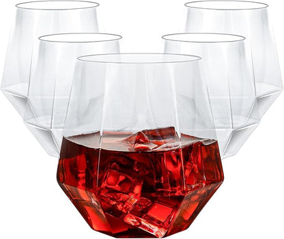 Goodluck 40 PCS 12oz Diamond Stemless Clear Plastic Wine Whiskey Glasses | - Image 9