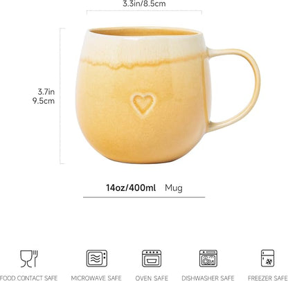 Stoneware Coffee Mugs Set of 4, 12oz Hand-Painted Coffee Cups - Image 3