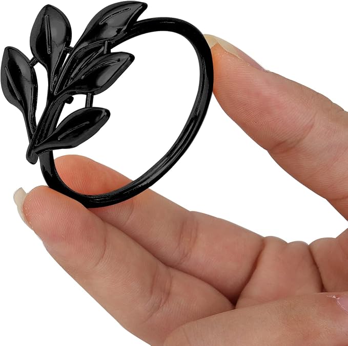 KPOSIYA Set of 12 Leaf Napkin Rings Metal Gold Napkin Holder Table Napkin Rings - Image 6