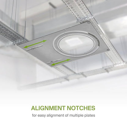 ASD 18 Inch New Construction Mounting Plate with Asymmetric Round Hole - 8/10/12 Inch Flat Steel Rough in Wafer Light Bracket, Shallow LED Recessed Lighting Housing, 24 Pack