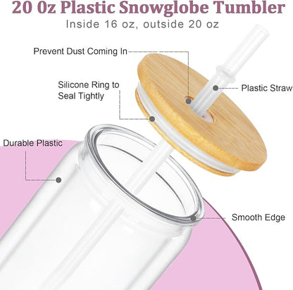 Maucircol 15 Pack Acrylic Snow Globe Tumbler, 20 Oz Pre Drilled Double Wall - Image 3