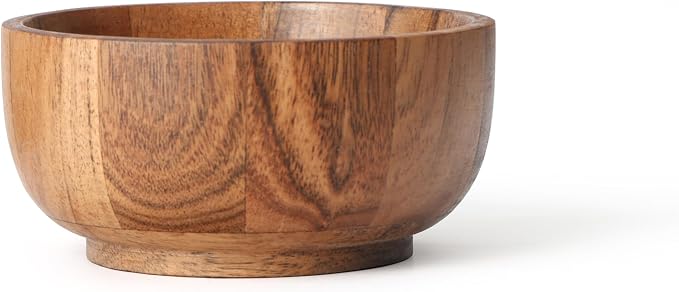 Acacia Wood Round Serving Bowls Set of 4 U Shape - Image 7