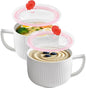 Ceramic Soup Bowl with Handle Set of 2, Extra Large 38oz Ramen Bowl with Lid by Ceramictableware