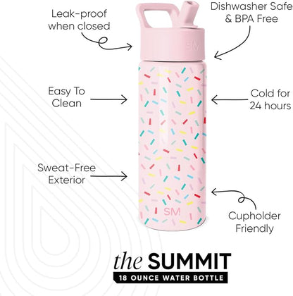 Simple Modern Kids Water Bottle & Toddler Cup | 18oz | Confetti | Insulated - Image 2