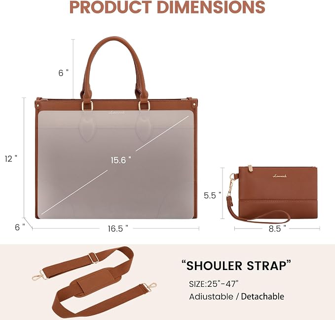 LOVEVOOK Laptop Bag for Women 15.6 lnch, Waterproof Laptops Tote Bags for Womens - Image 4