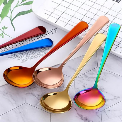 Broth Round Spoon Set, 11-Piece Reusable Stainless Steel Dinner Table Cereal - Image 7