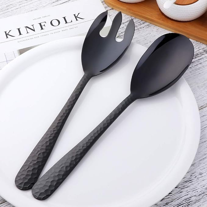 Salad Spoon and Fork Set, 12 Inch Stainless Steel Salad Server, Dishwasher Safe - Image 5