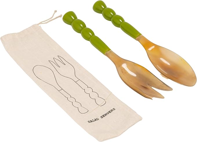 Creative Co-Op 2-pcs Natural Horn Salad Server Set by Unknown