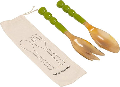 Creative Co-Op 2-pcs Natural Horn Salad Server Set by Unknown