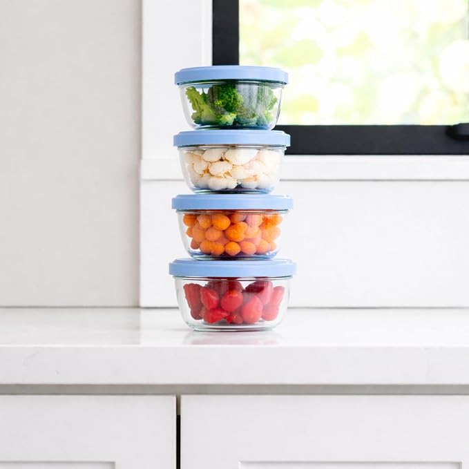 8-Piece Glass Food Storage Containers Set | 1-Cup, Leakproof | Microwave - Image 3